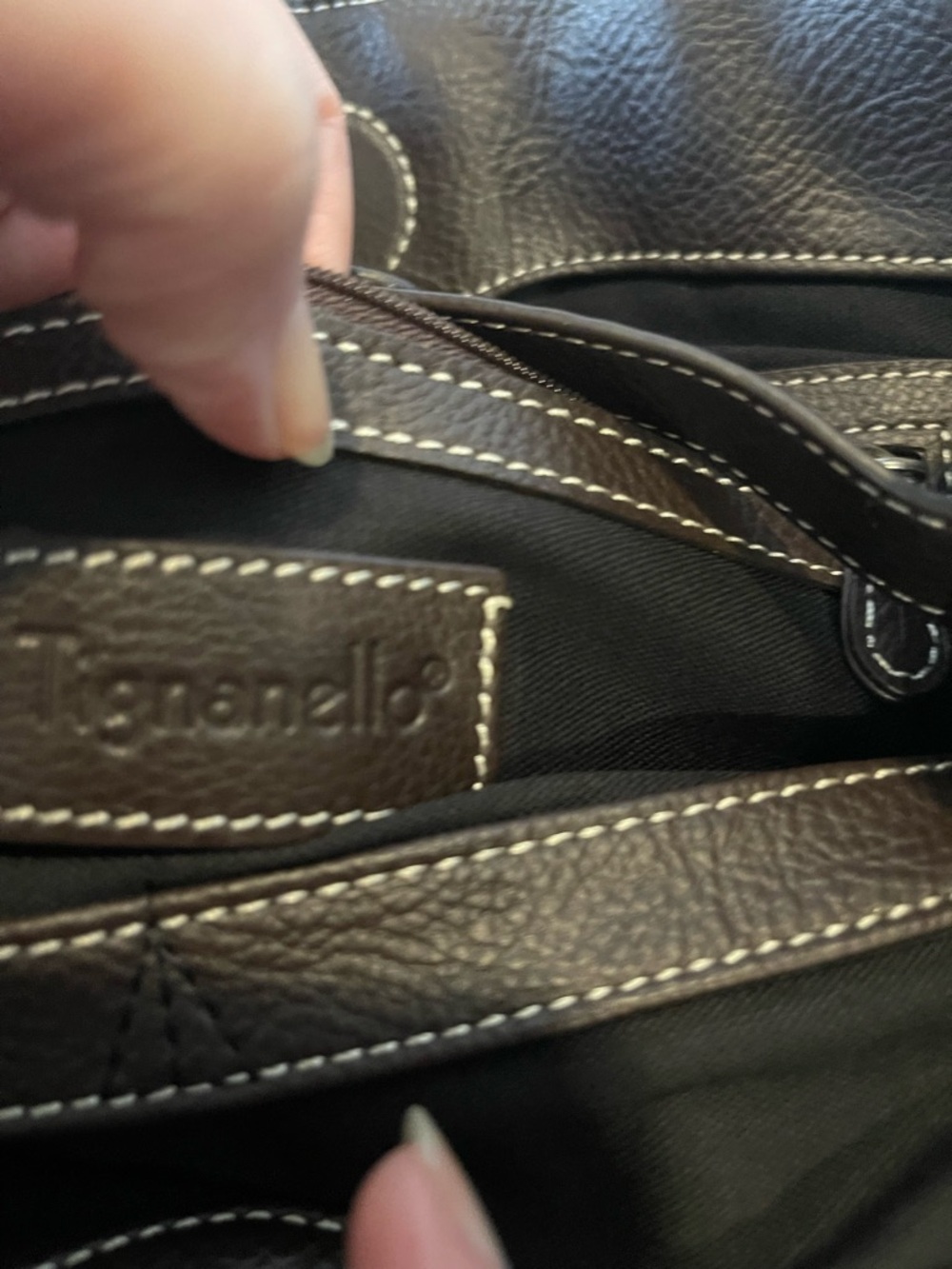 Tignanello New Brown Leather Shoulder Bag Purse Buckle Straps Magnetic Clasp - Picture 6 of 6